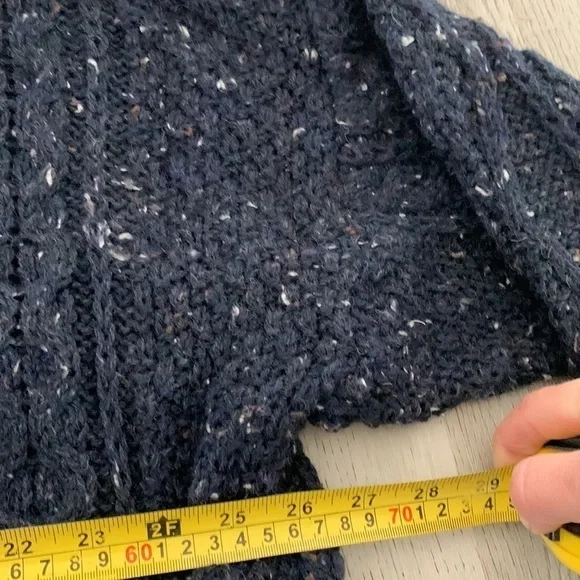 Oak Tree‎ Original Wool Crew Sweater Blue navy unisex chunky cable knit size XL
